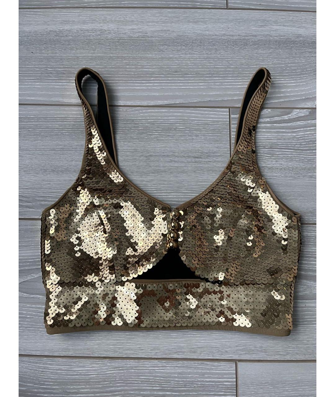 PACO RABANNE Золотой полиэстеровый корсет, фото 4