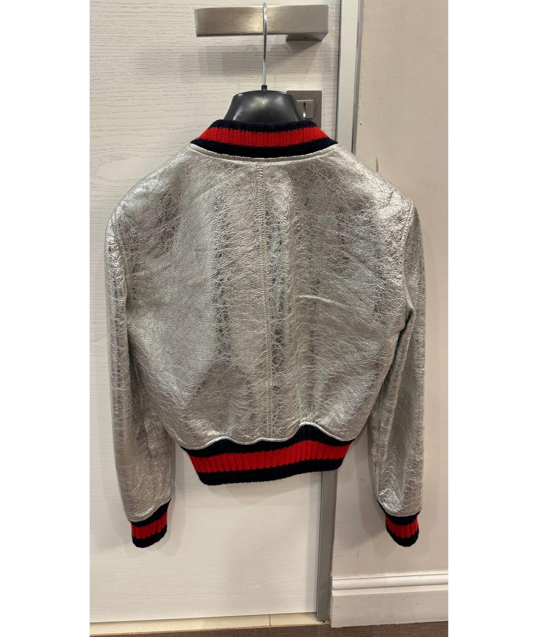 GUCCI Серебряная кожаная куртка, фото 2