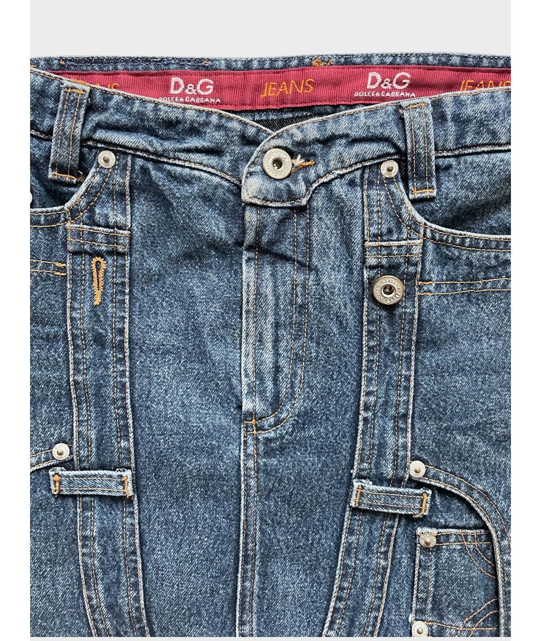DOLCE&GABBANA Темно-синяя деним юбка мини, фото 3