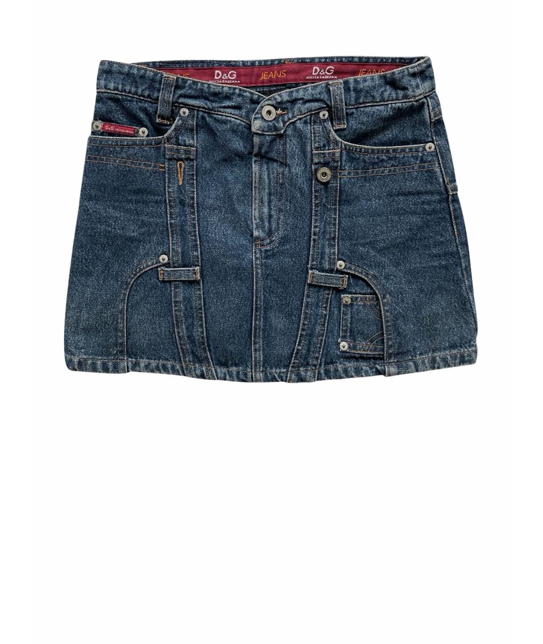 DOLCE&GABBANA Темно-синяя деним юбка мини, фото 1