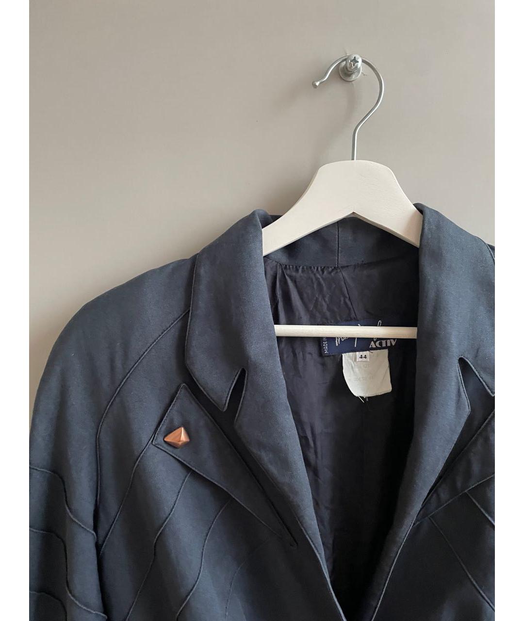 THIERRY MUGLER VINTAGE Темно-синий хлопковый жакет/пиджак, фото 6