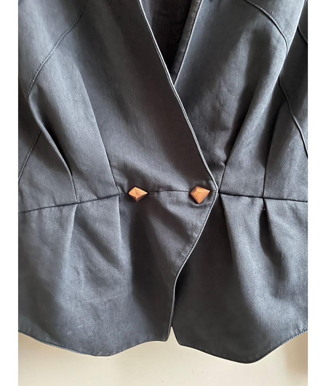 THIERRY MUGLER VINTAGE Темно-синий хлопковый жакет/пиджак, фото 4