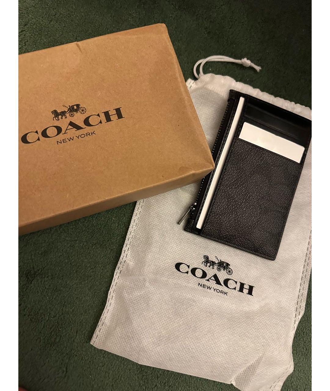 COACH Черный кожаный кошелек, фото 3