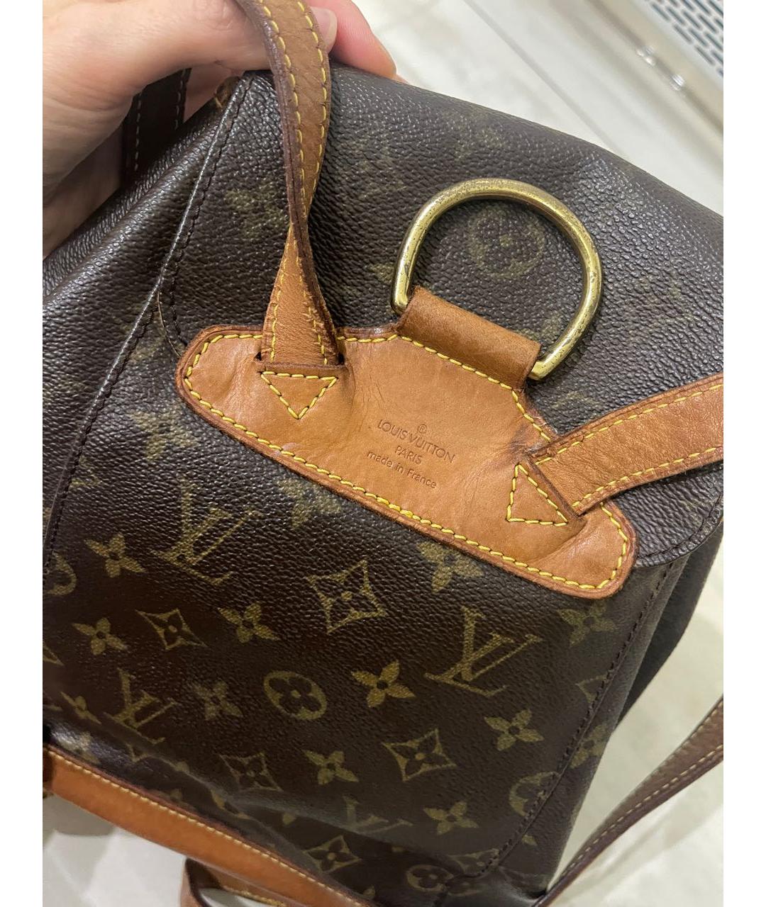 LOUIS VUITTON Коричневый кожаный рюкзак, фото 6