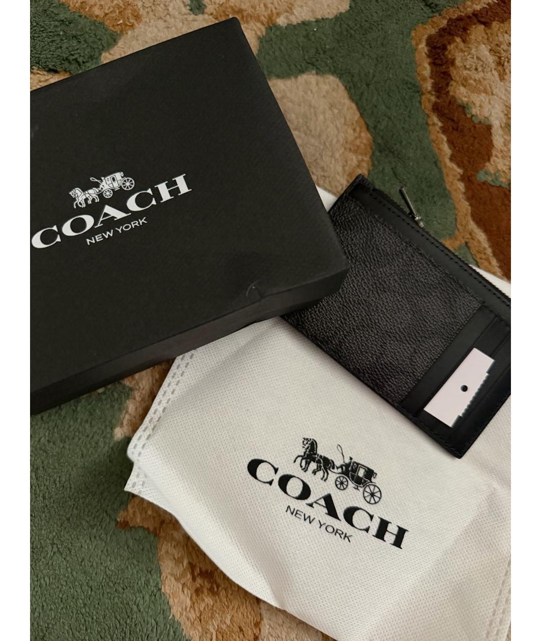 COACH Черный кожаный кошелек, фото 3