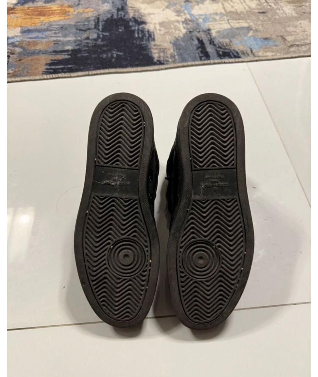 LOUIS VUITTON Черные кожаные высокие кроссовки / кеды, фото 2