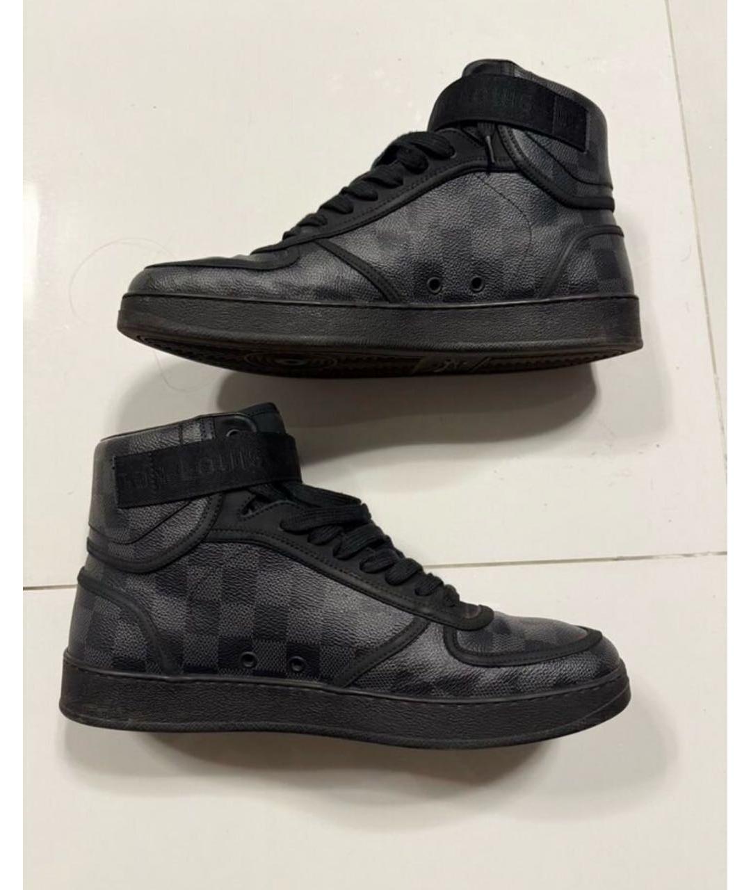 LOUIS VUITTON Черные кожаные высокие кроссовки / кеды, фото 5