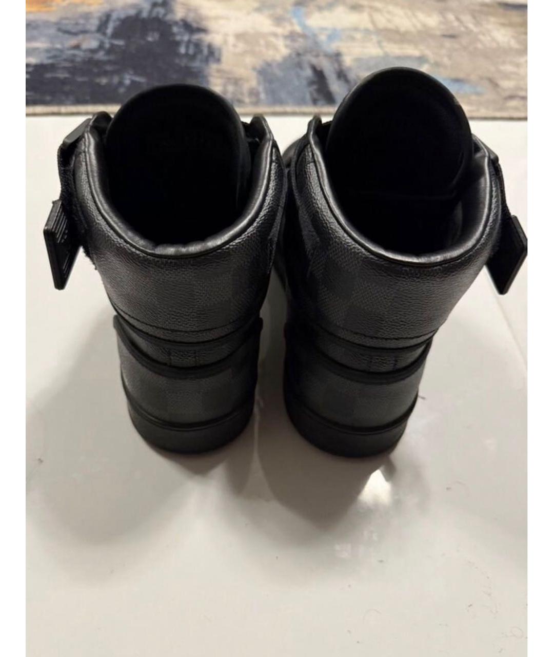 LOUIS VUITTON Черные кожаные высокие кроссовки / кеды, фото 4