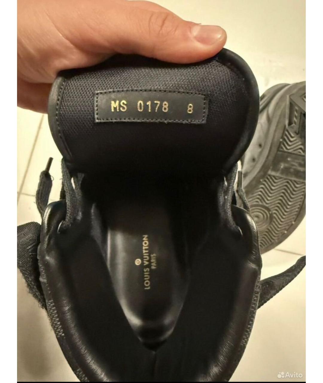 LOUIS VUITTON Черные кожаные высокие кроссовки / кеды, фото 3