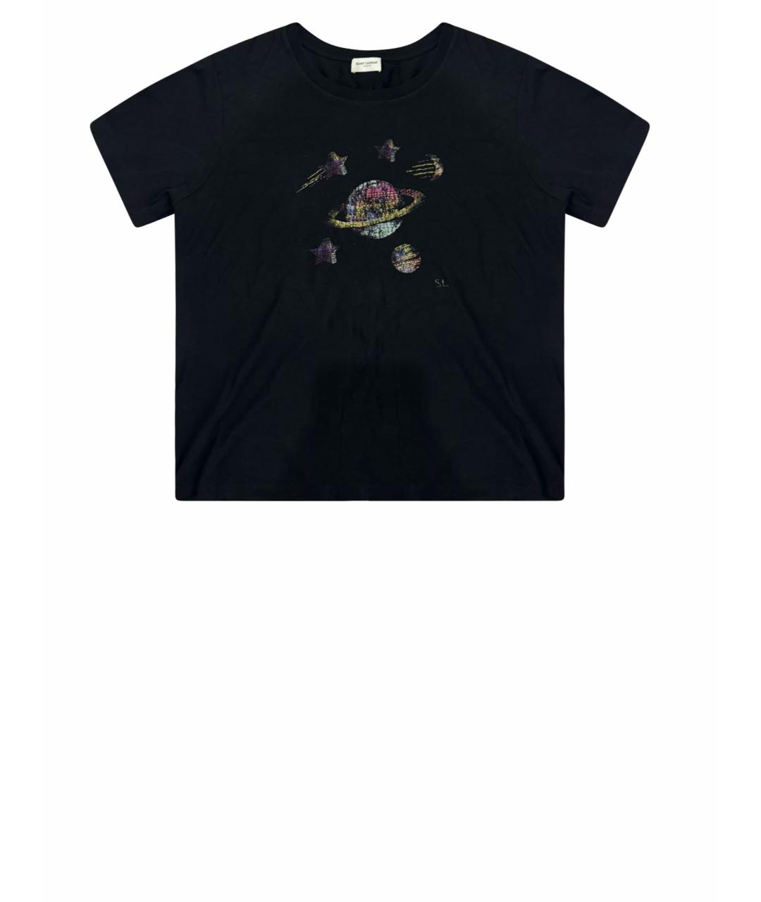SAINT LAURENT Черная хлопковая футболка, фото 1