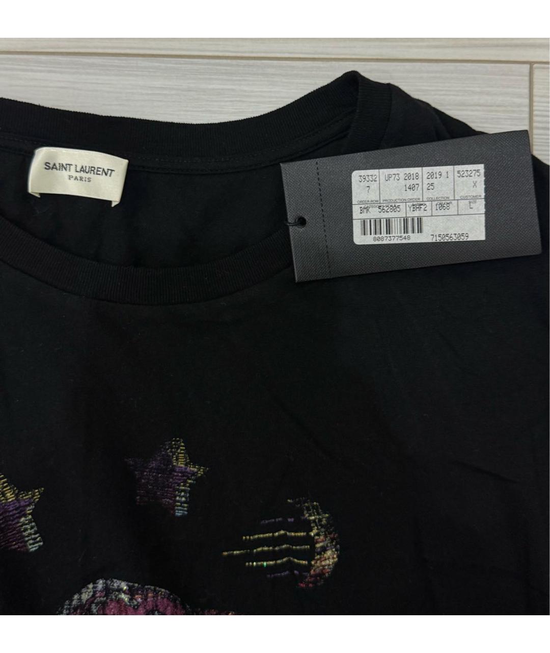 SAINT LAURENT Черная хлопковая футболка, фото 3