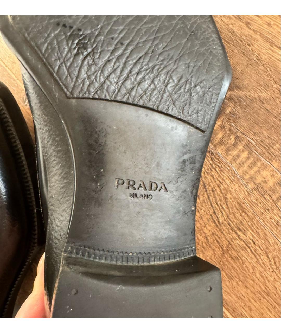 PRADA Черные кожаные брогги и оксфорды, фото 4