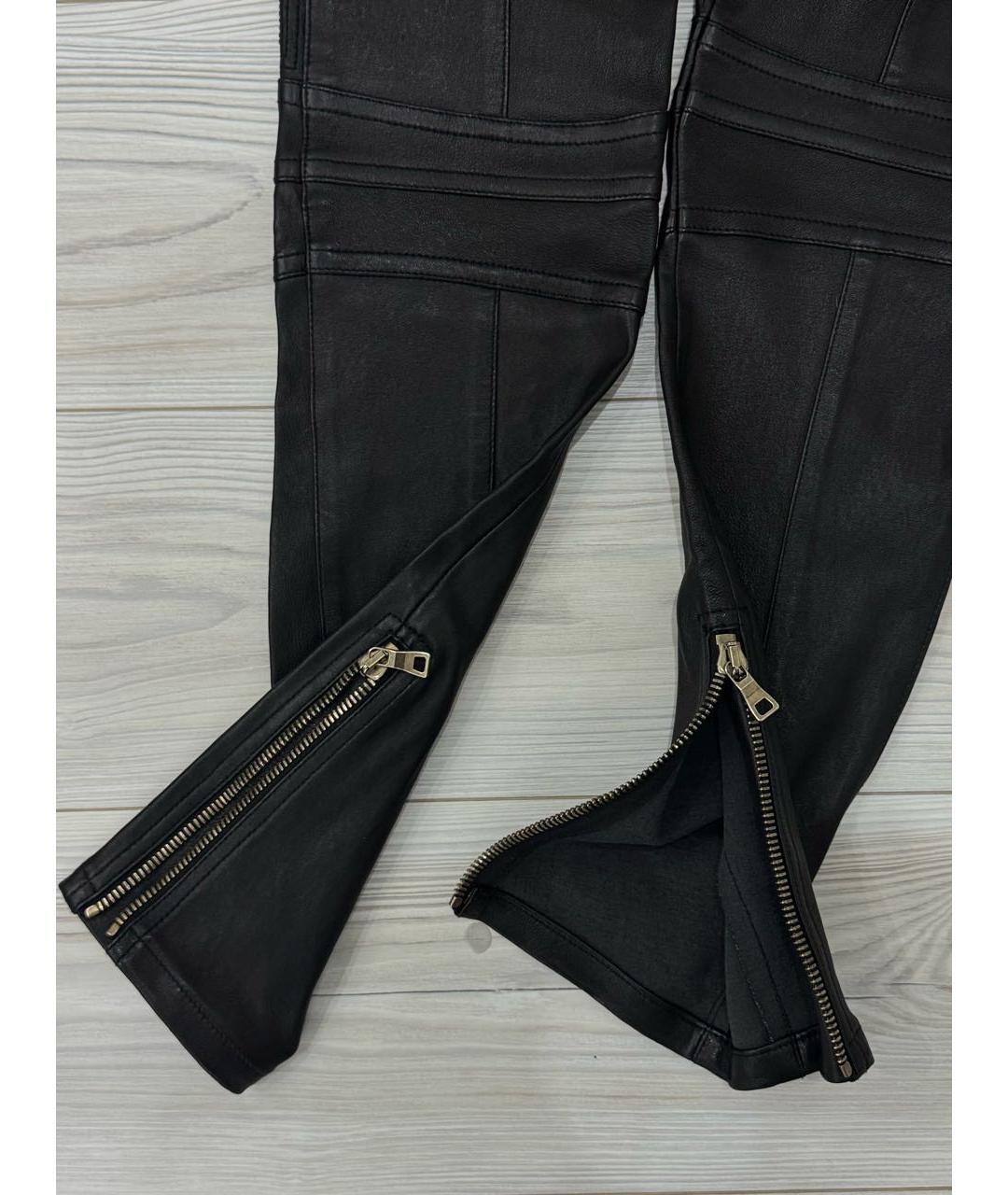 BALMAIN Черные кожаные брюки узкие, фото 8
