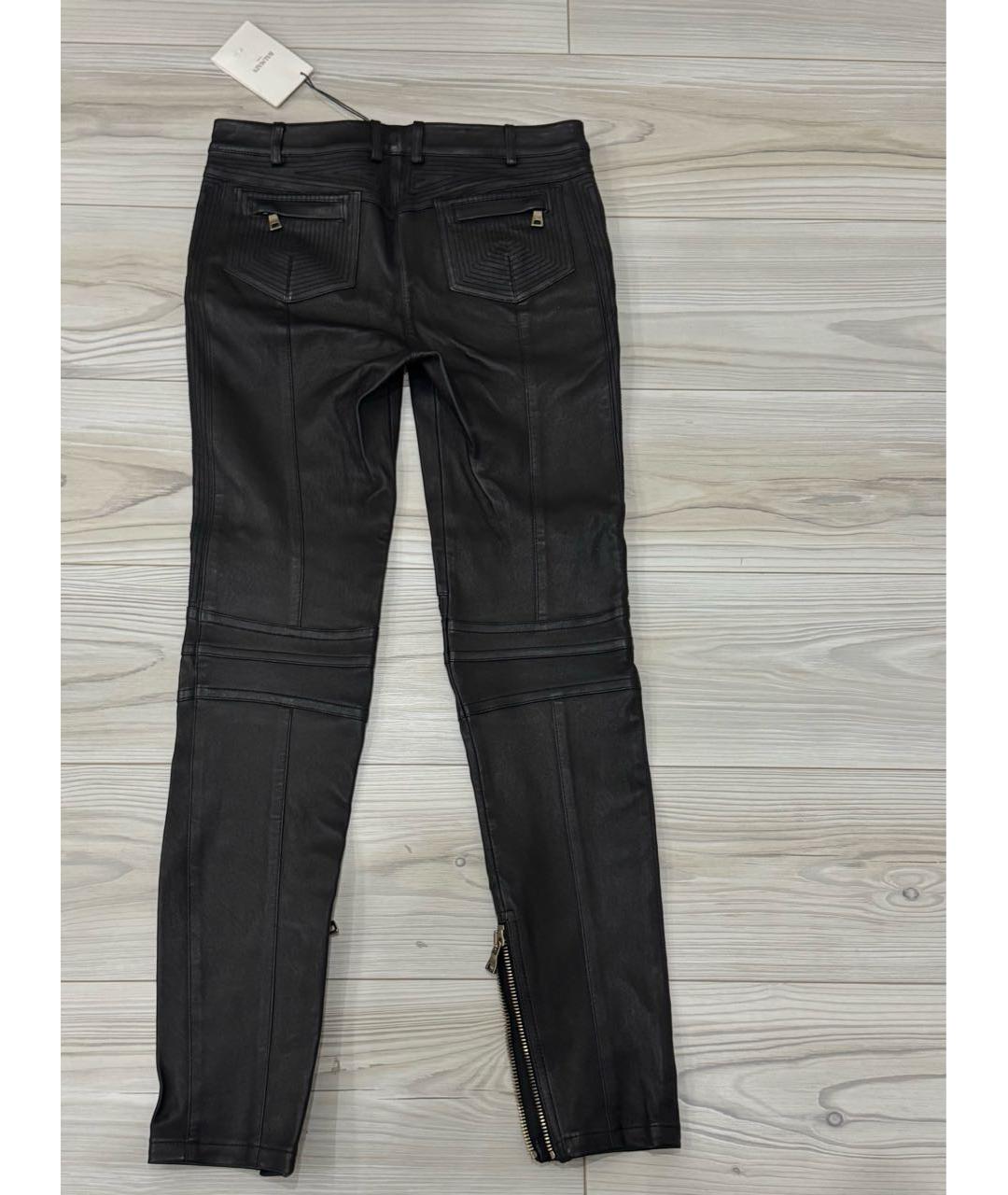 BALMAIN Черные кожаные брюки узкие, фото 3
