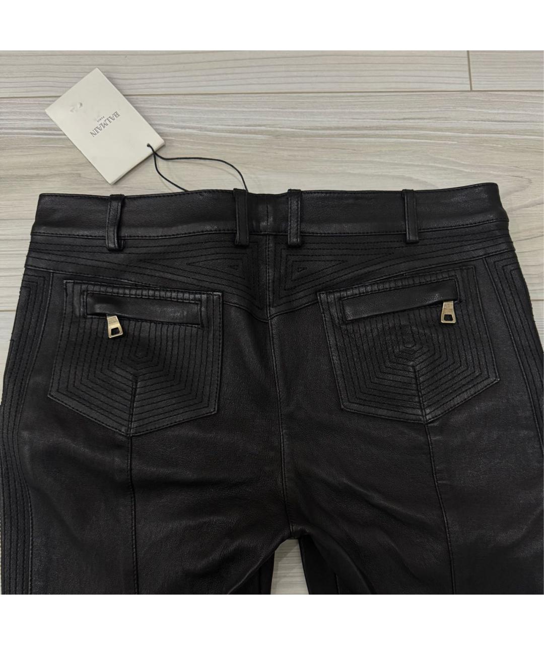 BALMAIN Черные кожаные брюки узкие, фото 7