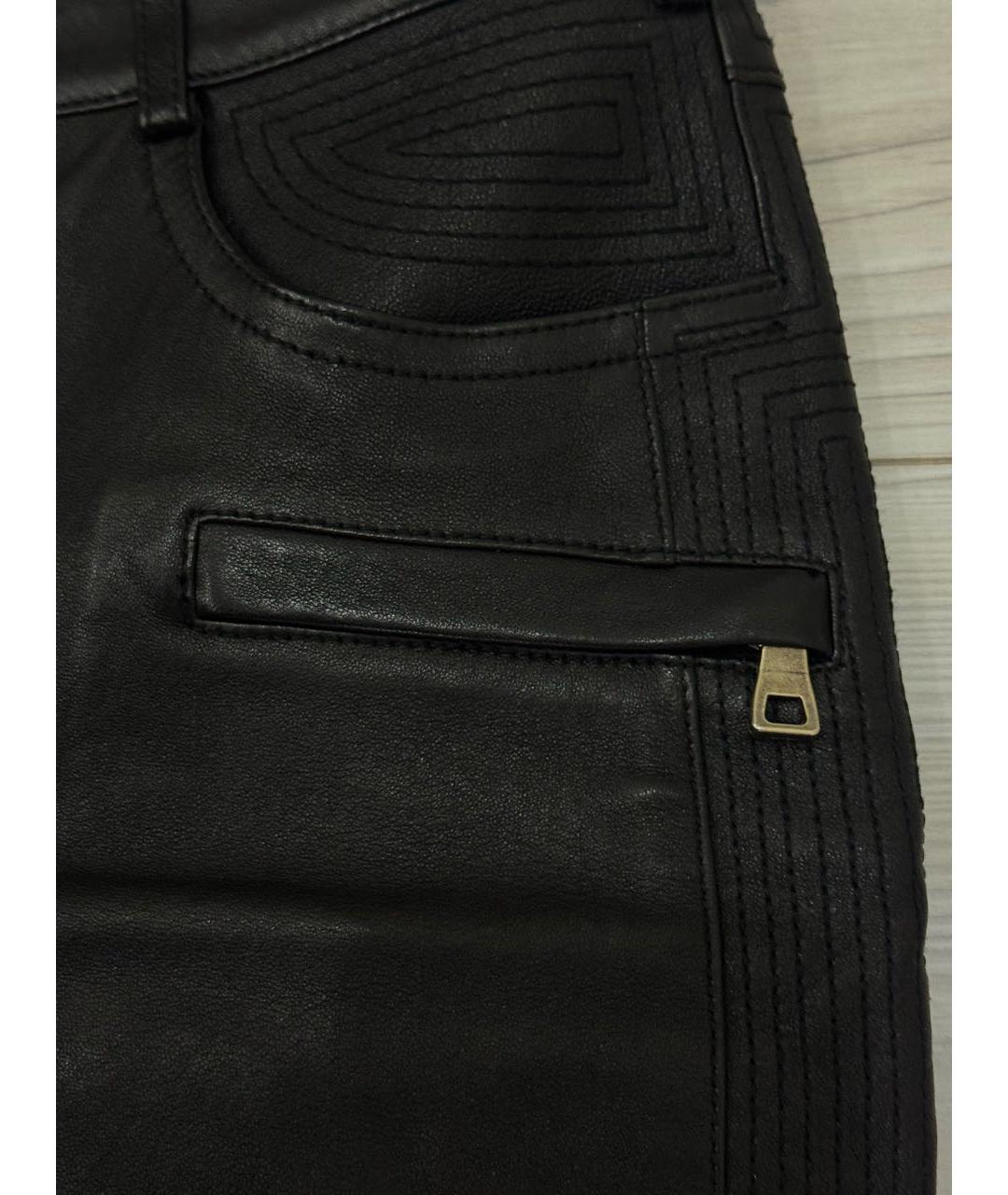 BALMAIN Черные кожаные брюки узкие, фото 6