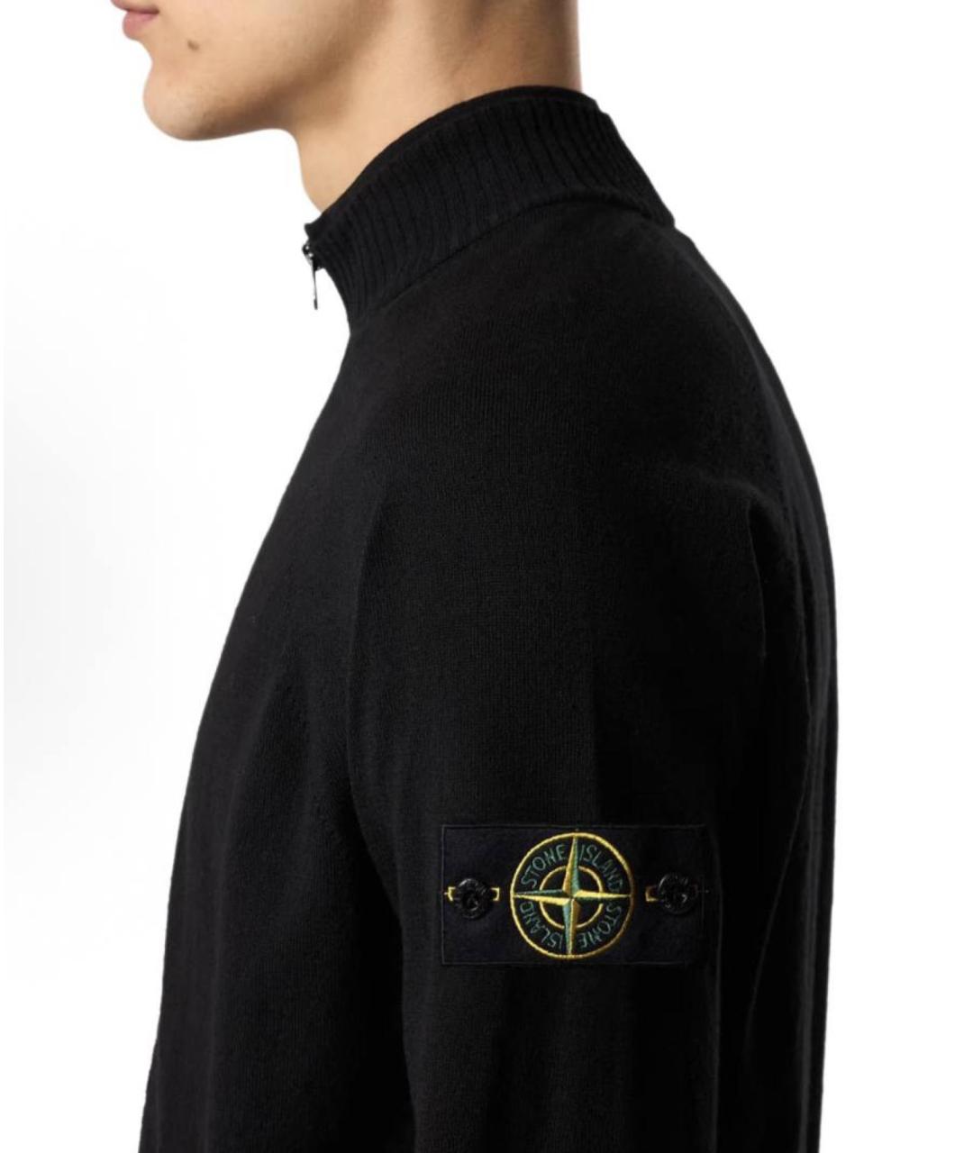 STONE ISLAND Черный хлопковый кардиган, фото 2