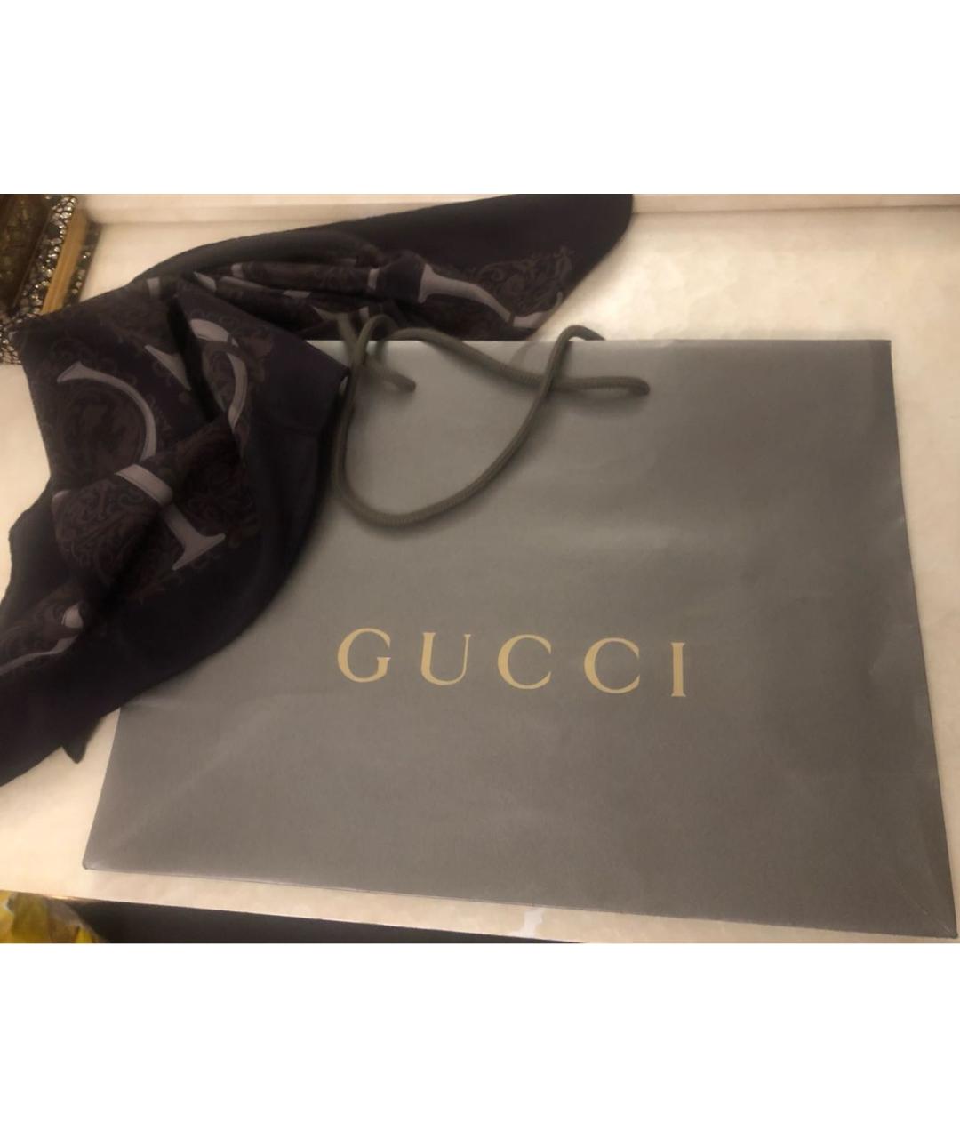 GUCCI Коричневый шелковый платок, фото 7