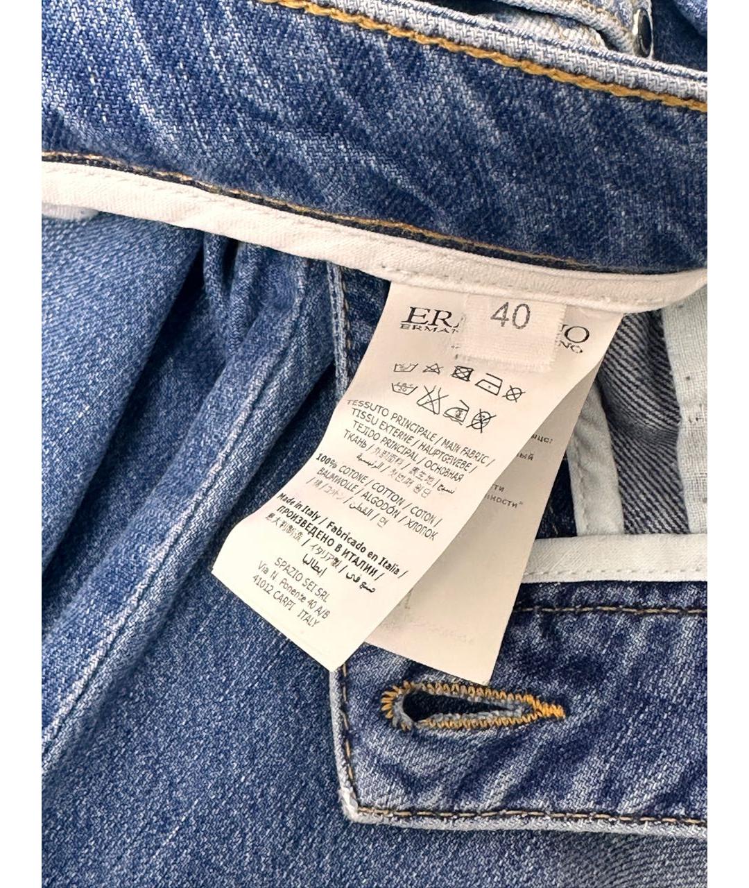 ERMANNO SCERVINO Голубые хлопковые прямые джинсы, фото 5
