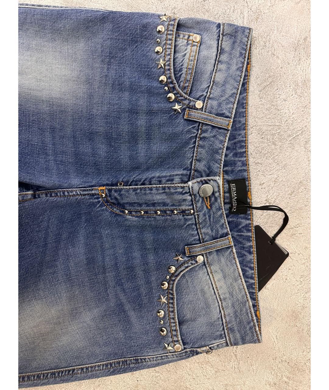 ERMANNO SCERVINO Голубые хлопковые прямые джинсы, фото 7