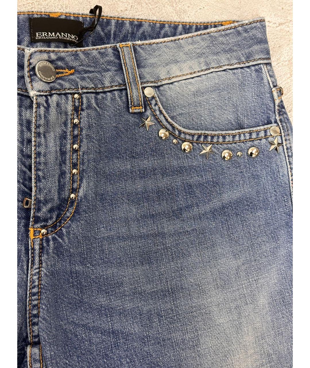 ERMANNO SCERVINO Голубые хлопковые прямые джинсы, фото 4