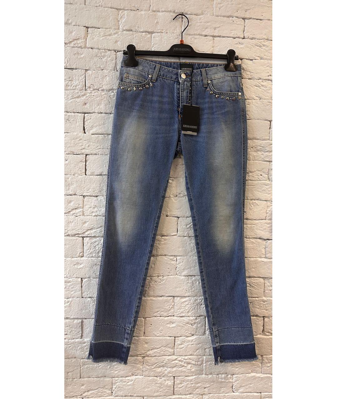 ERMANNO SCERVINO Голубые хлопковые прямые джинсы, фото 9