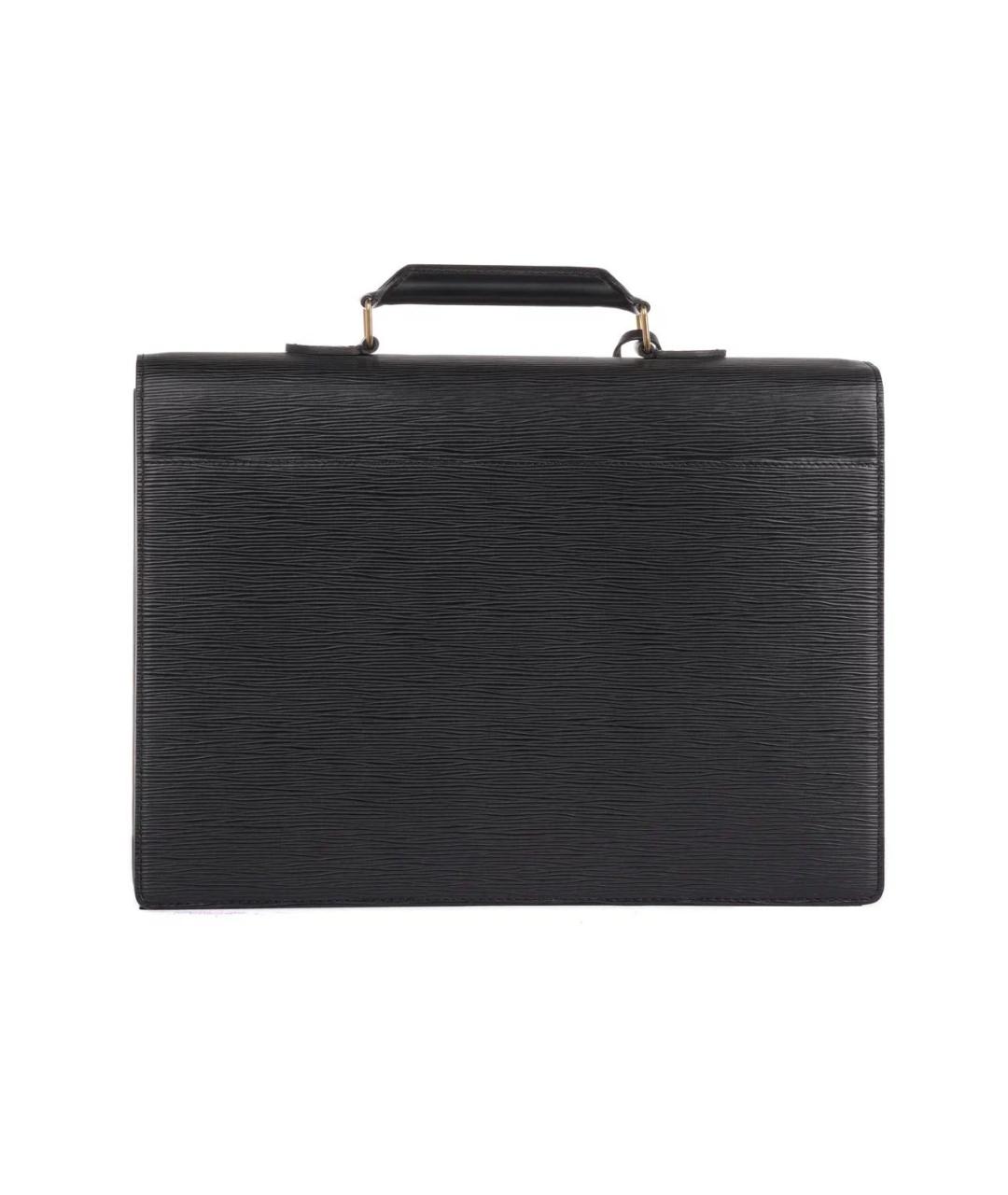 LOUIS VUITTON Черный кожаный портфель, фото 2