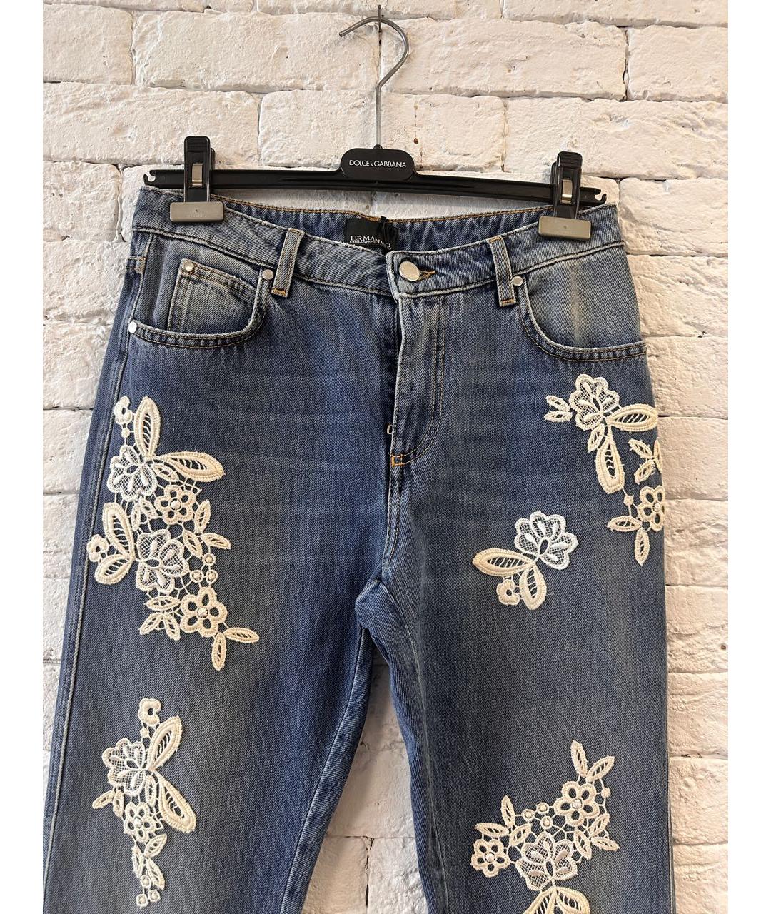 ERMANNO SCERVINO Голубые хлопковые прямые джинсы, фото 7