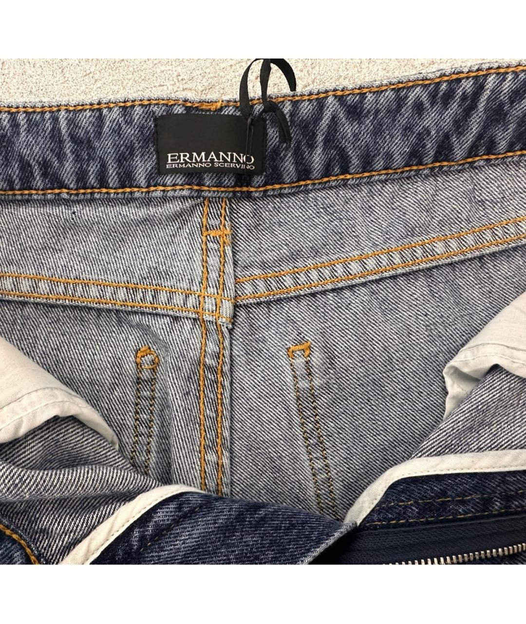 ERMANNO SCERVINO Голубые хлопковые прямые джинсы, фото 3