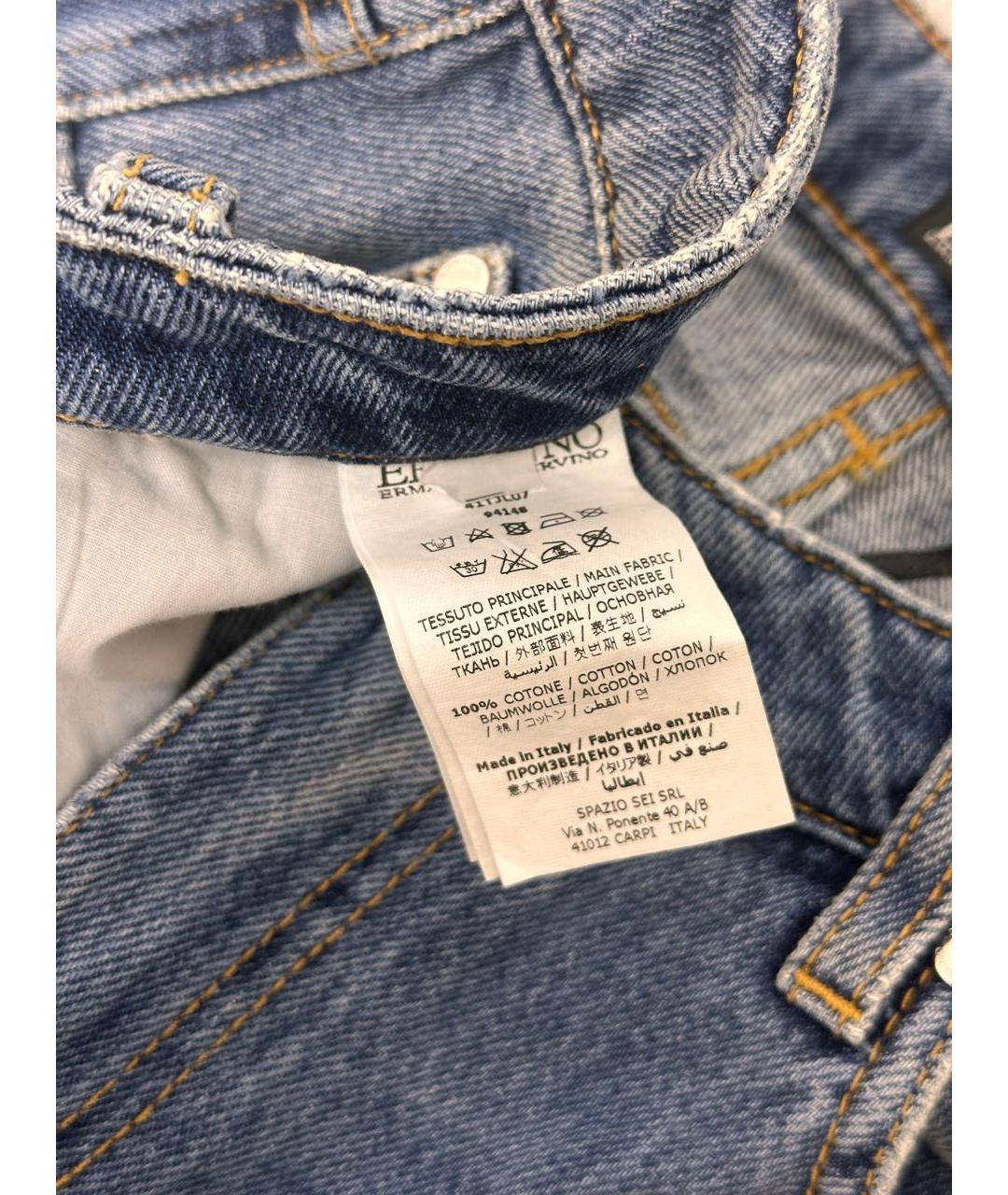 ERMANNO SCERVINO Голубые хлопковые прямые джинсы, фото 6