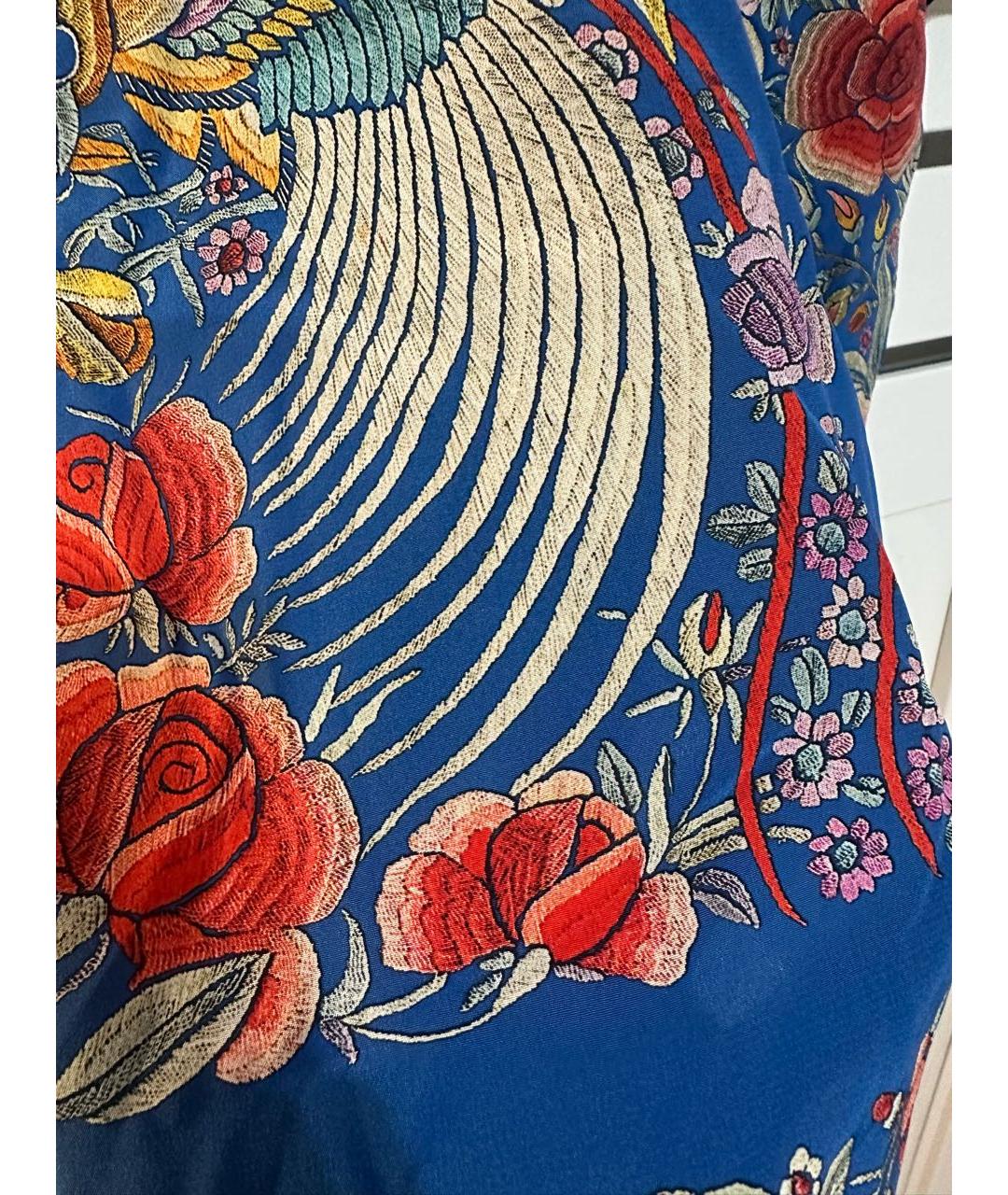 ROBERTO CAVALLI Синий шелковый костюм с брюками, фото 5