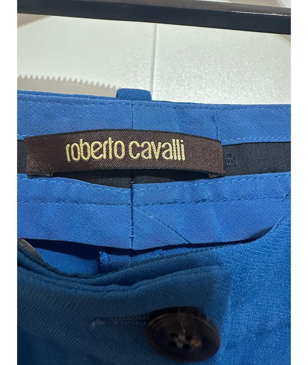 ROBERTO CAVALLI Синий шелковый костюм с брюками, фото 6