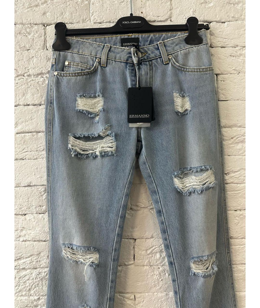 ERMANNO SCERVINO Голубые хлопковые прямые джинсы, фото 5