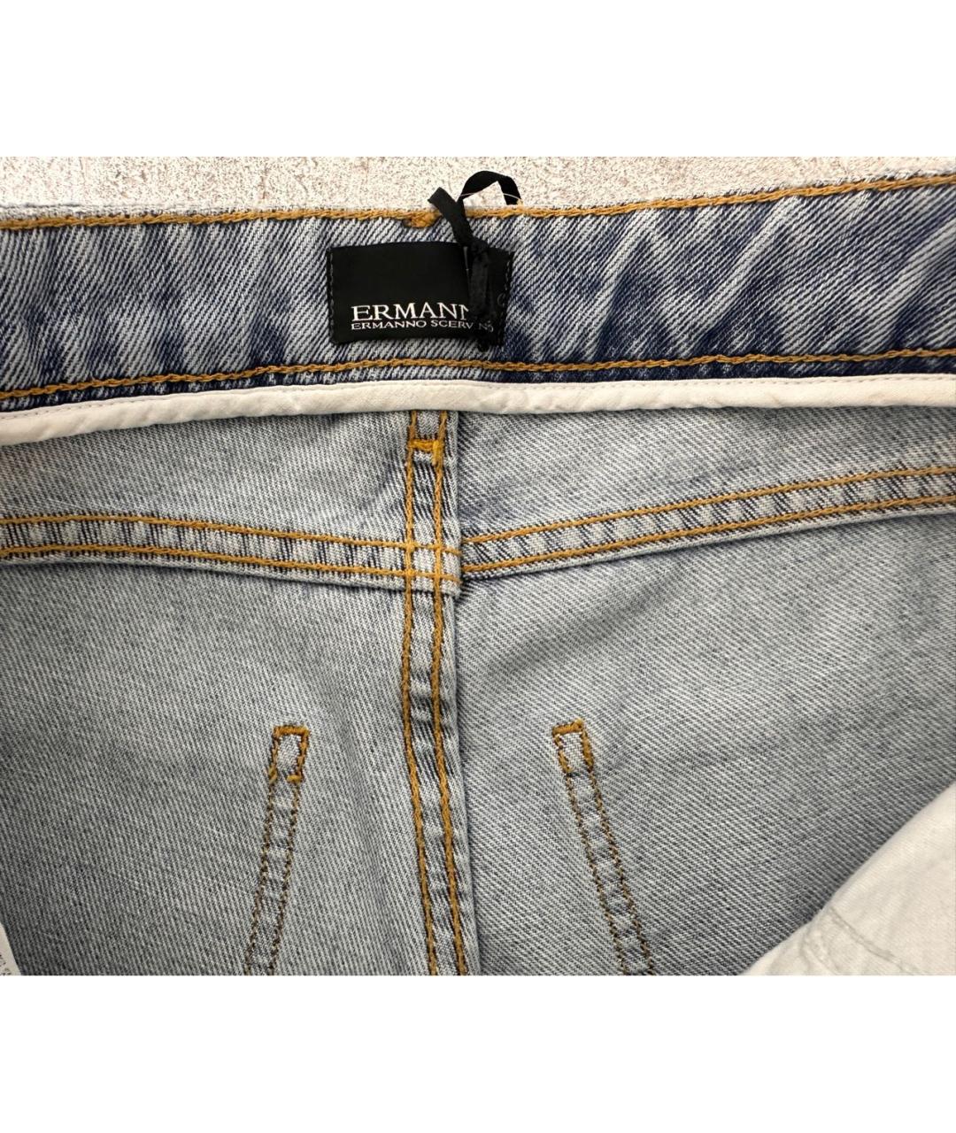 ERMANNO SCERVINO Голубые хлопковые прямые джинсы, фото 3