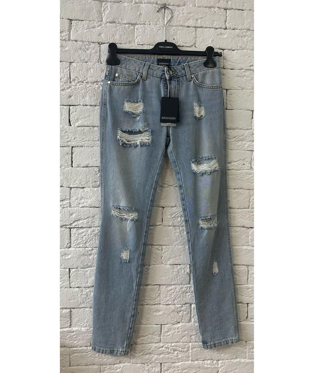 ERMANNO SCERVINO Голубые хлопковые прямые джинсы, фото 9