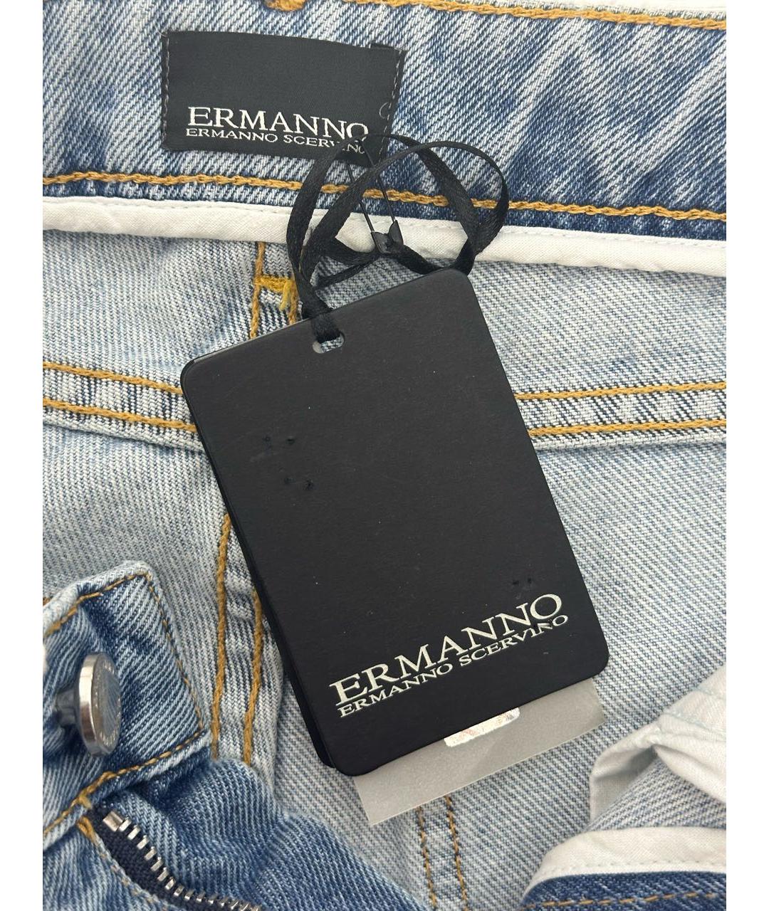 ERMANNO SCERVINO Голубые хлопковые прямые джинсы, фото 7
