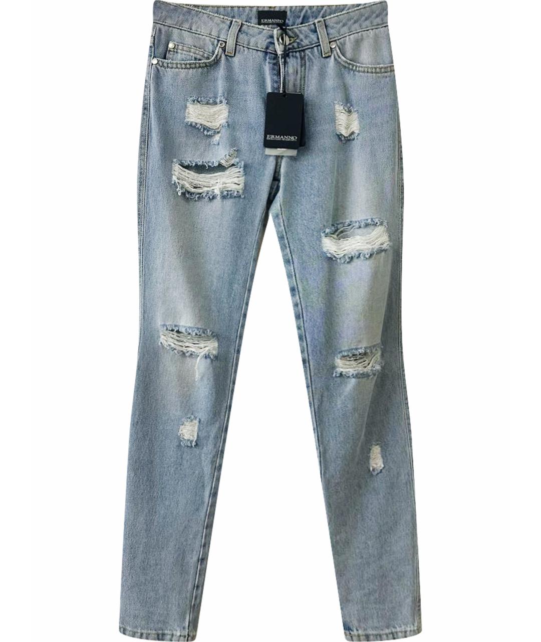 ERMANNO SCERVINO Голубые хлопковые прямые джинсы, фото 1