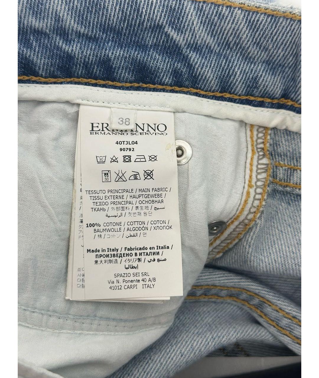 ERMANNO SCERVINO Голубые хлопковые прямые джинсы, фото 6