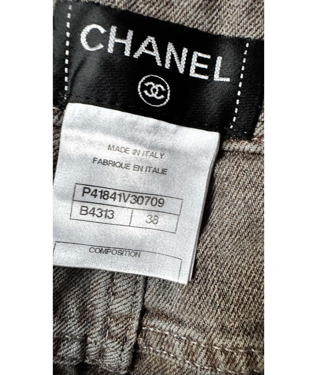 CHANEL Серые хлопковые прямые джинсы, фото 3