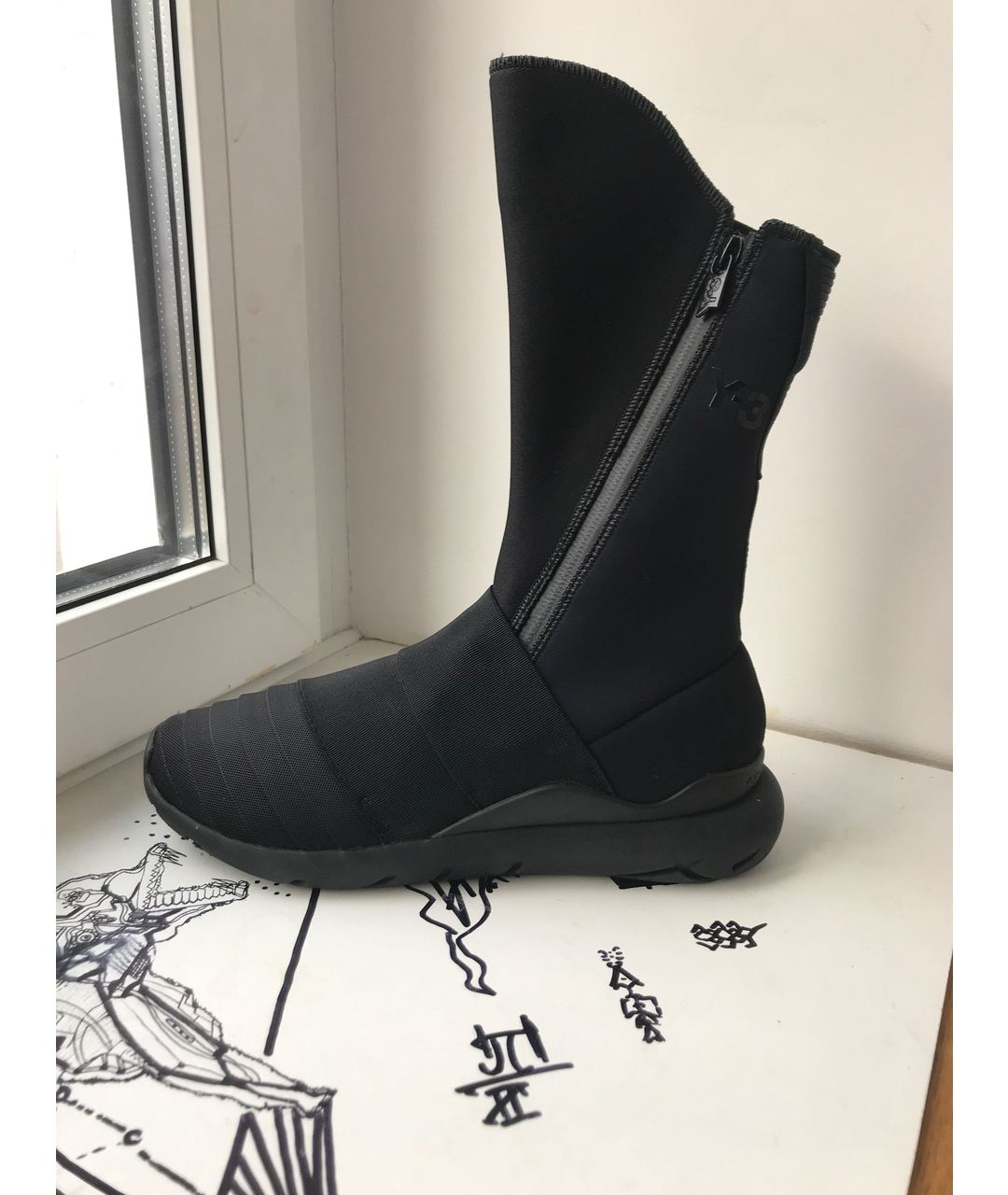 Y-3 Черные текстильные кроссовки, фото 7
