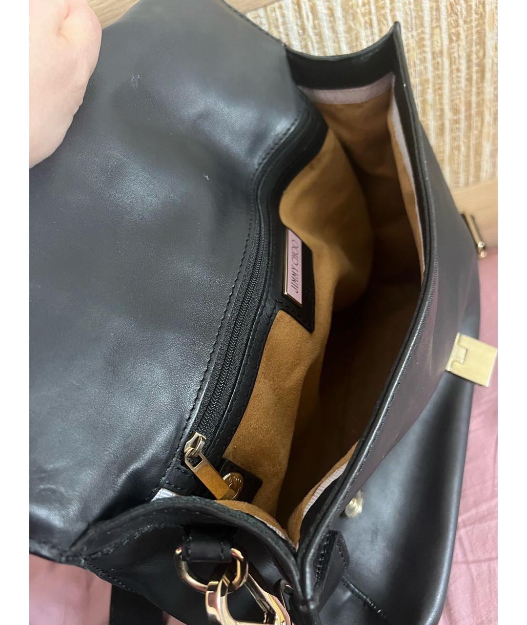 JIMMY CHOO Черная кожаная сумка через плечо, фото 4