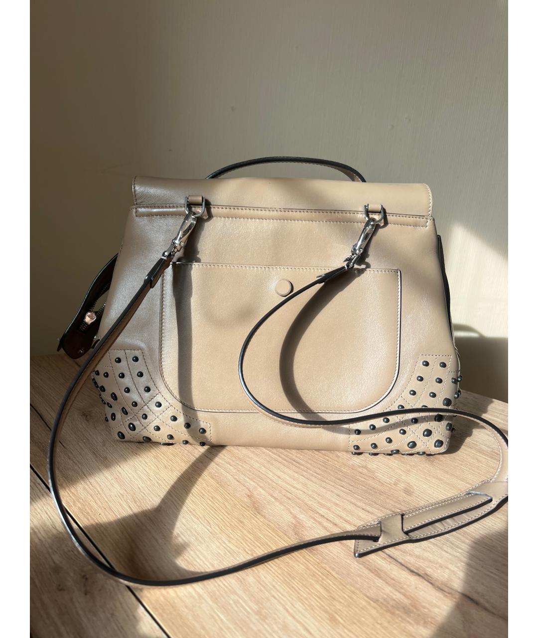 TOD'S Бежевая кожаная сумка тоут, фото 2