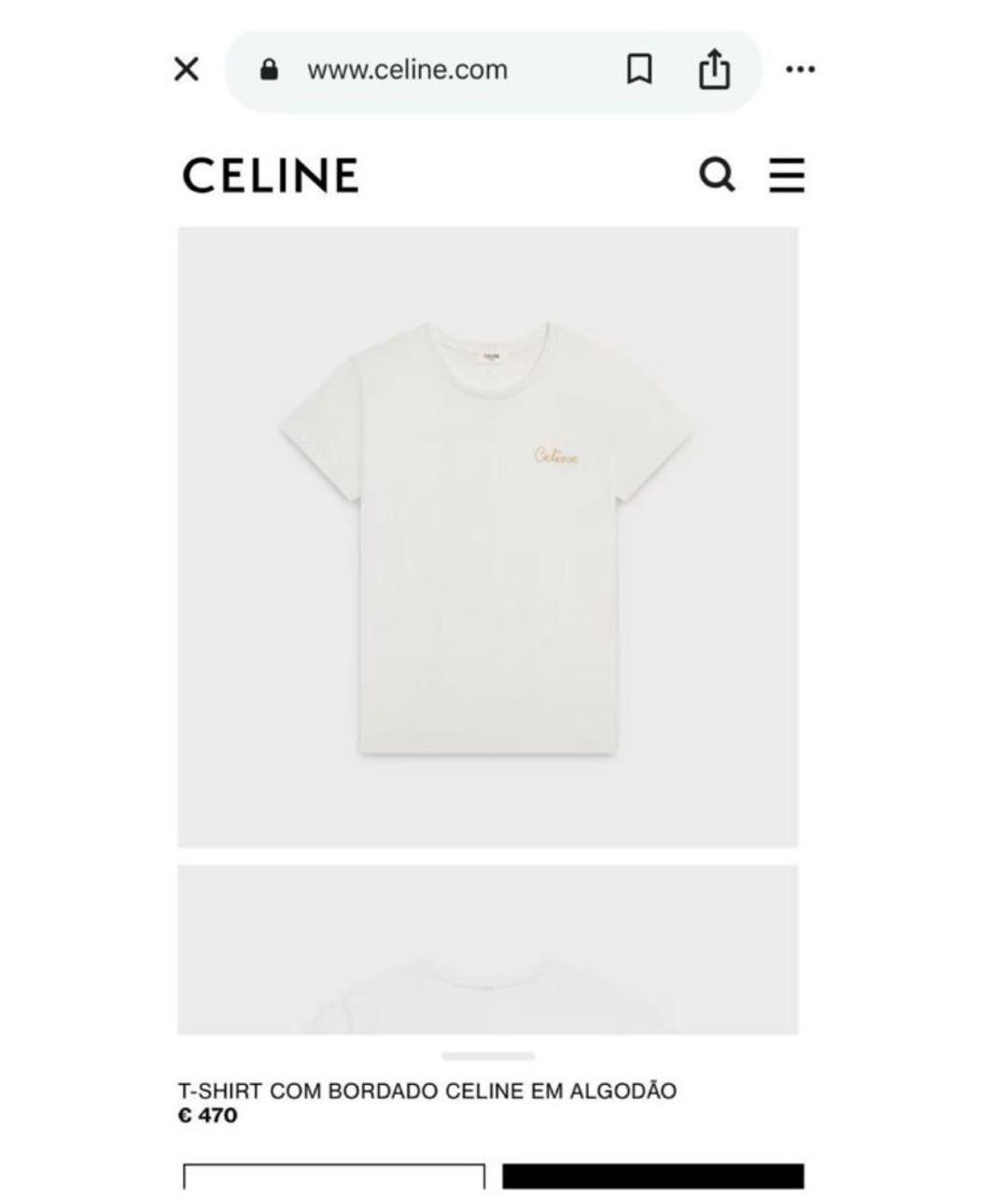 CELINE Белая хлопковая футболка, фото 4