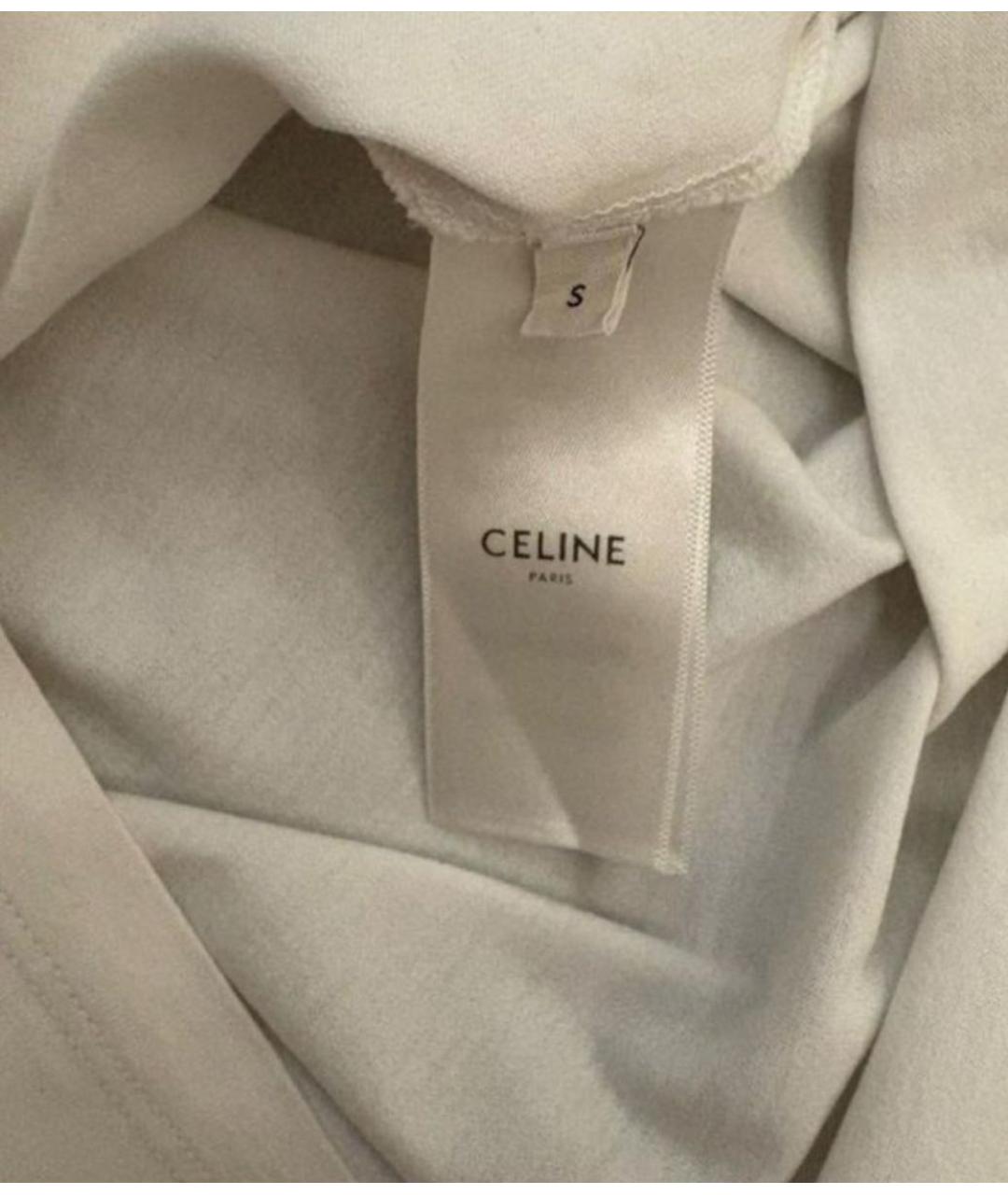 CELINE Белая хлопковая футболка, фото 3