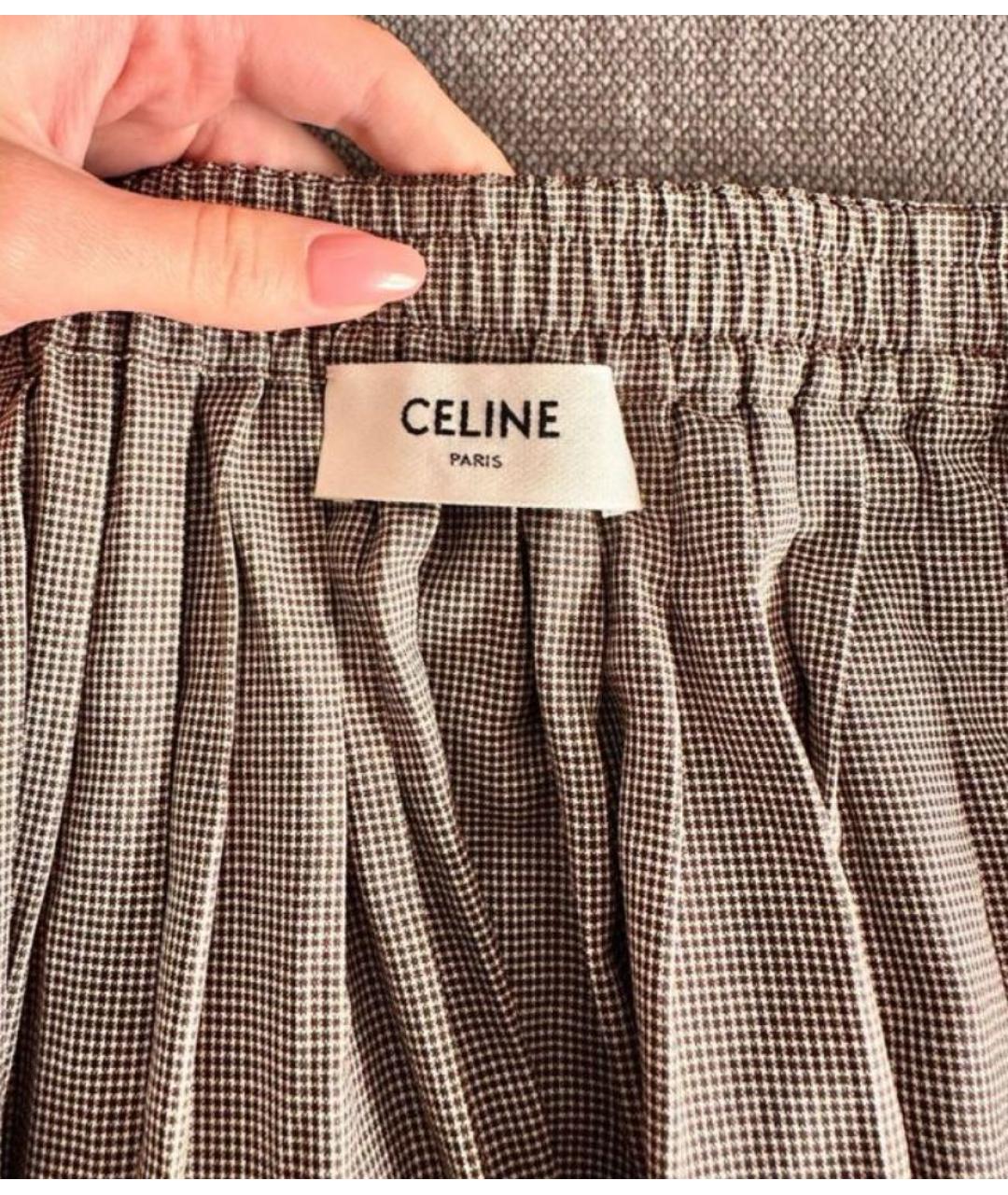 CELINE Серая шерстяная юбка мини, фото 3
