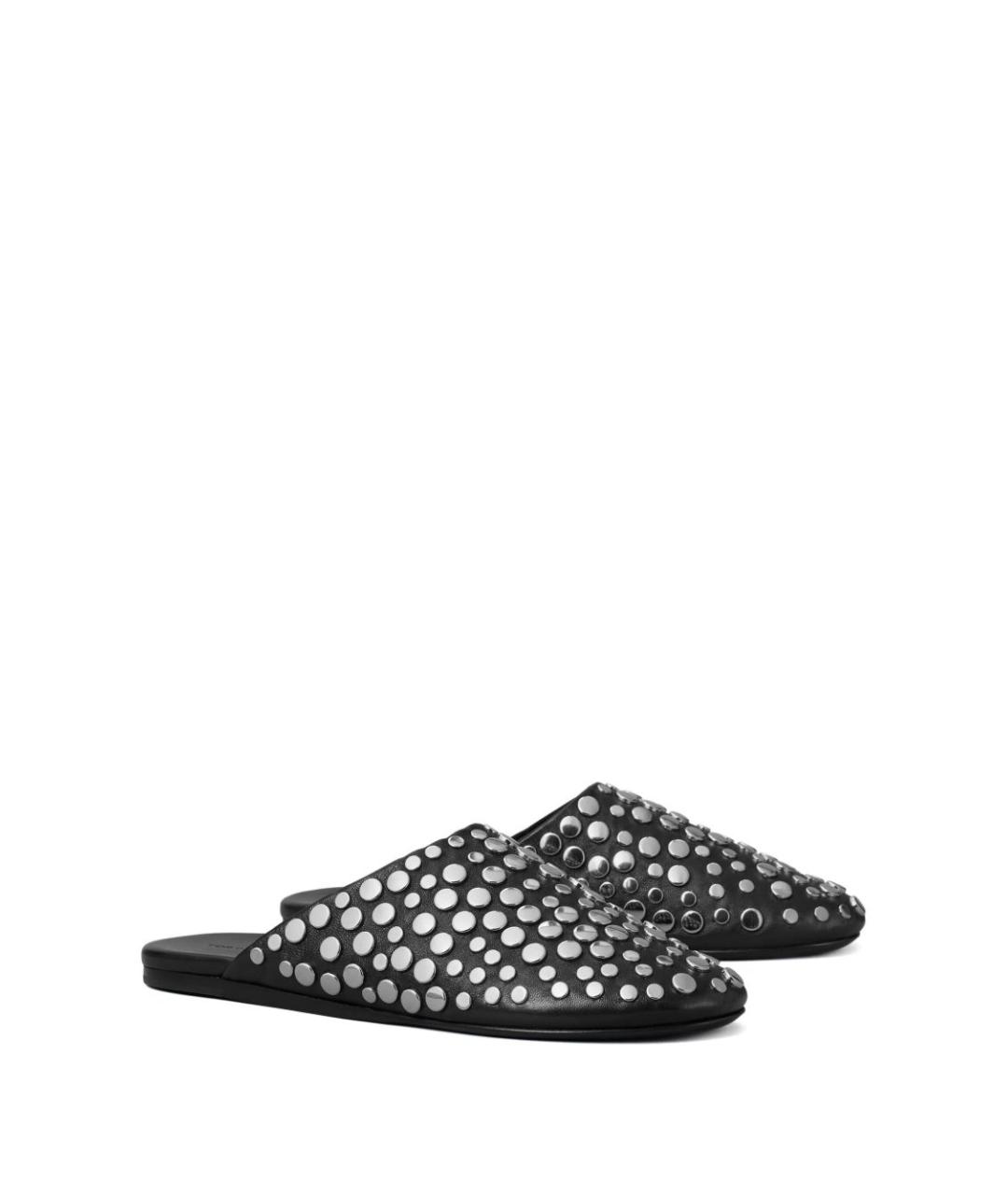 TORY BURCH Черные кожаные мюли, фото 2