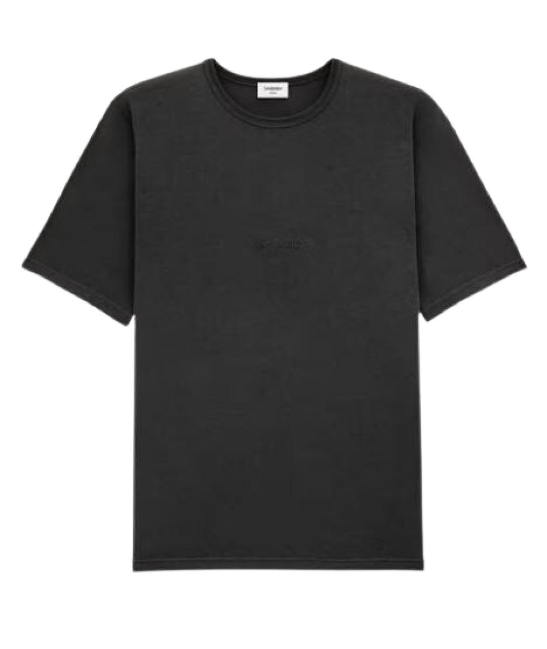 SAINT LAURENT Черная хлопковая футболка, фото 1