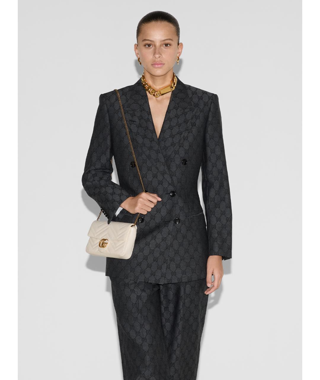 GUCCI Белая кожаная сумка через плечо, фото 3