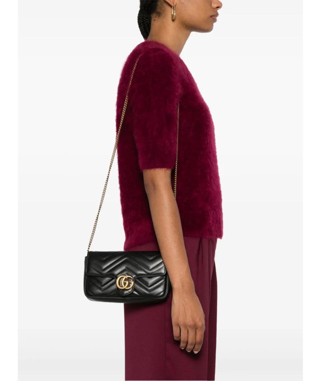 GUCCI Черная кожаная сумка через плечо, фото 3