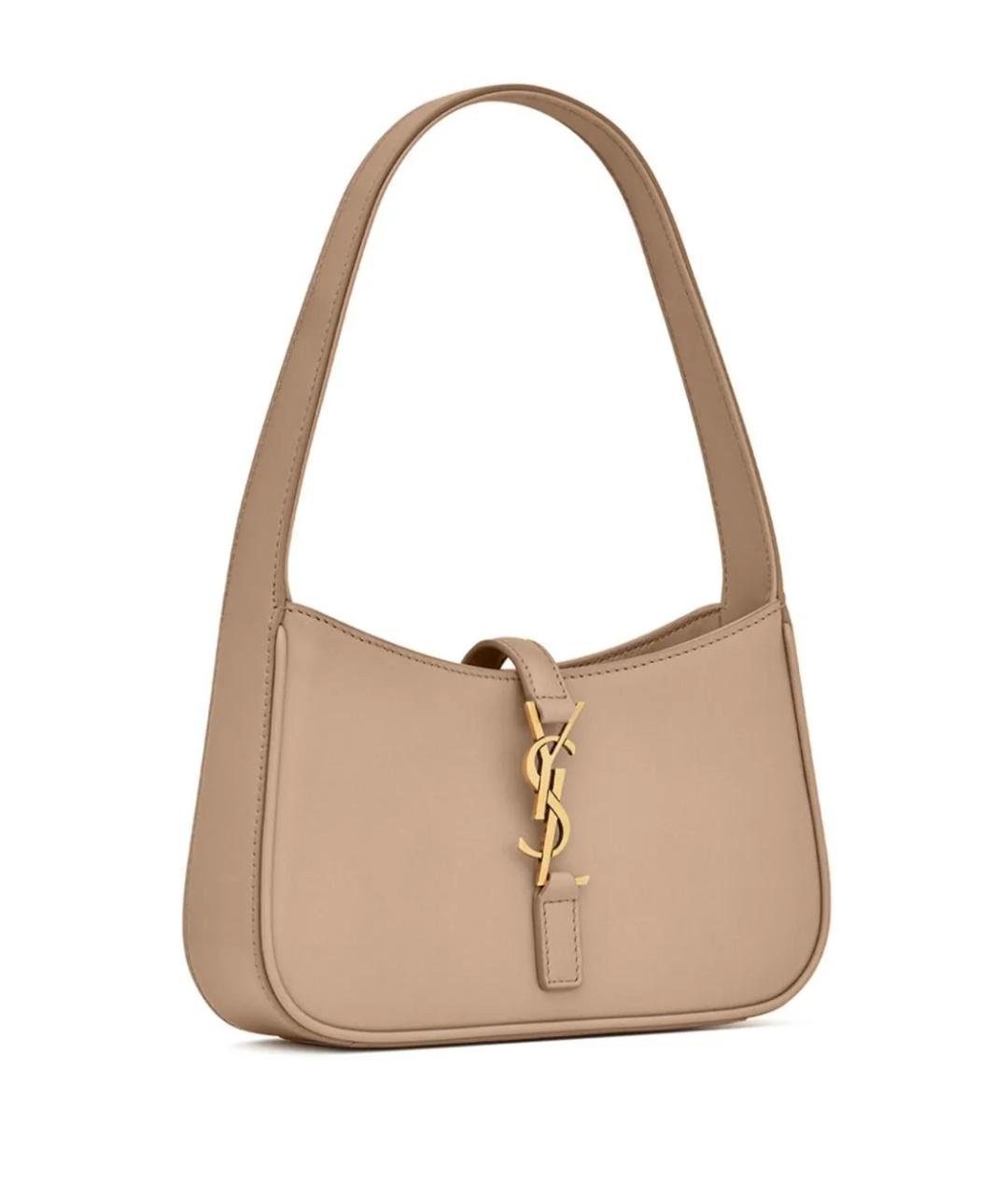 SAINT LAURENT Бежевая кожаная сумка через плечо, фото 5